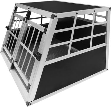 Транспортна переноска для собак та котів, алюмінієва, з подвійним відсіком - переноска для автомобіля