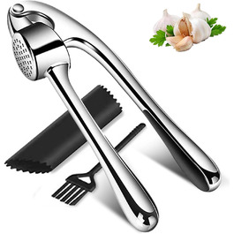 Пресс для часнику з зручною ручкою, 3 частини - сріблястий Garlic press
