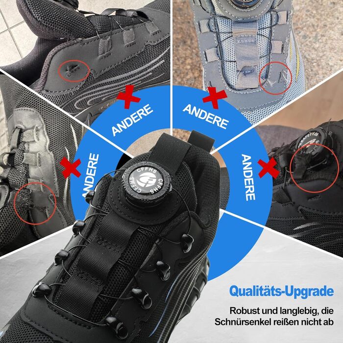 Черевики робочі чоловічі S3 з пружинним закриттям - Легкі робочі черевики жіночі з металевим підноском, неслизькі, спортивні кросівки для роботи та повсякденного використання 44 EU A881, блакитні