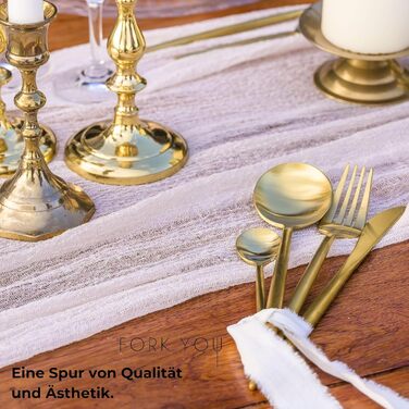 Cutlery Set Gold Matt (16-piece), stainless steel, tableware cutlery for 4 people, dishwasher-safe, gift set in a high-quality gift box