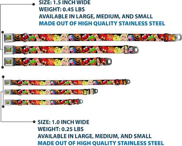 Нашийник для собак Buckle-Down з пряжкою Muppets Faces чорного кольору, 1' шириною, підходить для шиї 15-26 дюймів (38-66 см) - Великий