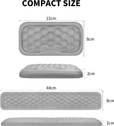 Підставка для зап'ястя Giecy для клавіатури та миші, Memory Foam, ергономічна, з антиковзаючою основою, для офісу, ноутбука, геймінгу (білий/сірий)