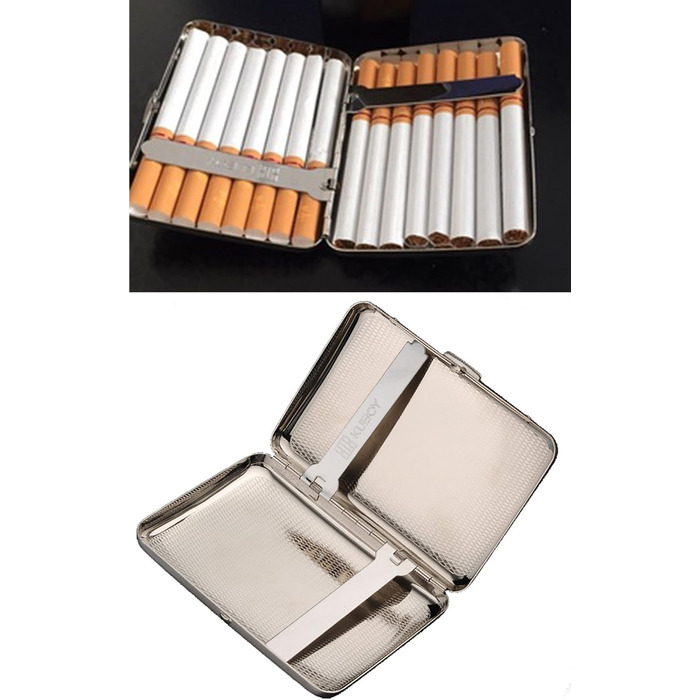 Елегантне металеве тютюноприладдя для 16 сигарет з подарунковою коробкою, срібного кольору