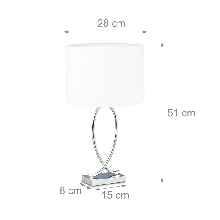 Relaxdays table lamp silver with lampshade