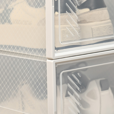 HOMCOM Set of 18 Modular Shoe Storage Boxes with Transparent Doors - Dimensions 25W x 35D x 19H cm | Aosom