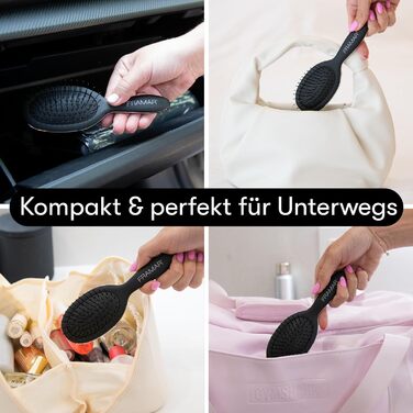 FRAMAR Міні гребінець для волосся - компактний, для подорожей, розплутування, для всіх типів волосся, чорний матовий