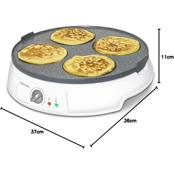 Електрична млинниця Cecotec Crepe Fun CrepeStone Twin 1200 Вт, антипригарна екоплита, реверсивна поверхня для млинців та оладок