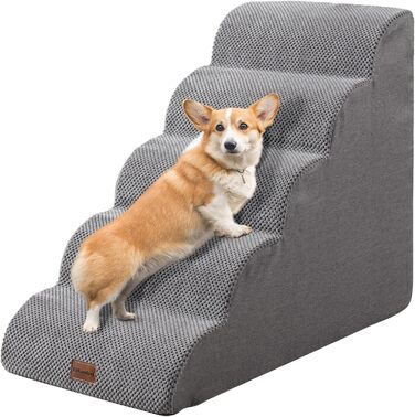 Сходинки для собак маленьких порід, 5 сходинок, неслизькі, для котів та собак, знімний чохол, сірий колір