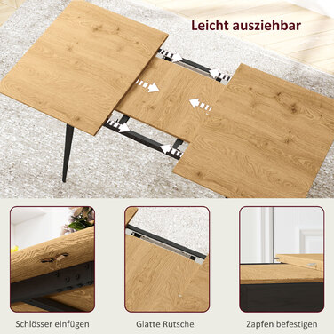 HOMCOM Extendable Dining Table - Seats 6-8, Kitchen Table with Sturdy Steel Legs
