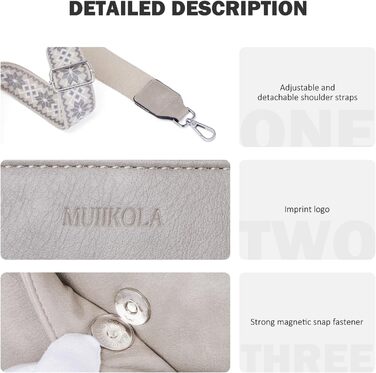 Сумка жіноча через плече MUIIKOLA кросбоді, екошкіра, бежево-сіра, з регульованим ремінцем