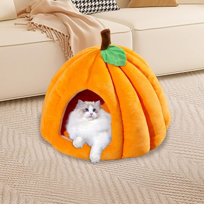 Кішка Будиночок-Печера для котів у формі гарбуза, теплий та м'який, для дому, (L)