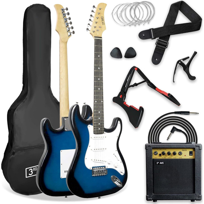 Електрогітара 3rd Avenue XF 4/4 Ultimate Kit з підсилювачем 10W, тюнером, аксесуарами та чохлом (блакитна)