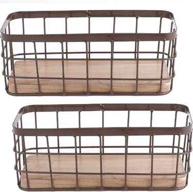 Dicunoy 2 Pack Small Wire Basket, Rectangular Metal Basket Narrow, Small Storage Basket Bathroom Basket, Counter Organizer Basket for Desktop Fruit, Kitchen Countertop, Office Decorative, 10 x 10 x 25 cm