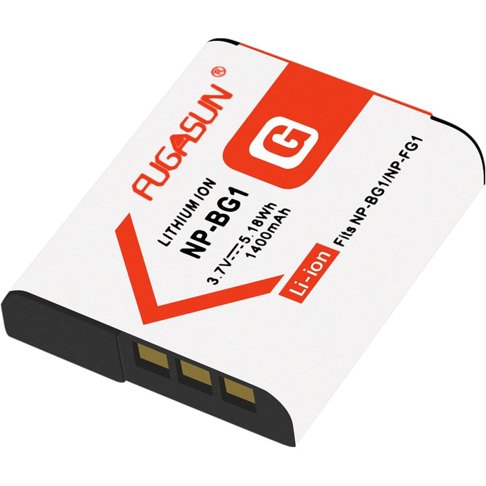 Акумулятор NP-BG1/NP-FG1 з зарядним пристроєм для Sony DSC-H10, H20, H50, H55, H70, H90, HX9V, HX10V, HX20V, HX30V, T20, T100, W90, W100, W120, W130, W150, W170, W200, W210, W215, W220, W230, W270, W290, W300 (2 шт.)