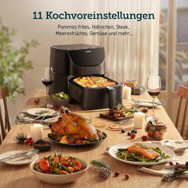 COSORI Air Fryer, 11-in-1 Air Fryer XXL 5.5L, Hot Air Fryer with Shake Reminder, 100 Recipes, 55 Percent Energy Saving, Dishwasher-Safe Baskets 5.5L Black