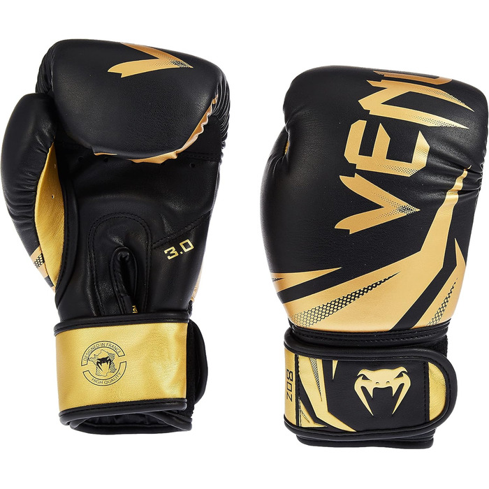 Боксерські рукавички Venum Challenger 3.0 (12 Oz, Чорний/Золотий)