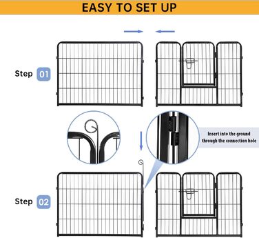 Металеве вольєр для собак BestPet з дверима, 32 панелі, різні розміри (61x81,3x101,6 см)