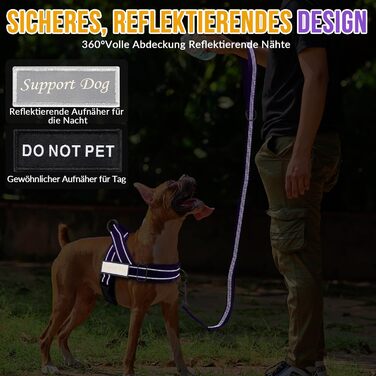 Нашийник для собак Eyein для великих та середніх собак, м'який, з 2 застібками, світловідбиваючий, легкий, анти-тяга, для прогулянок та тренувань (S, фіолетовий)