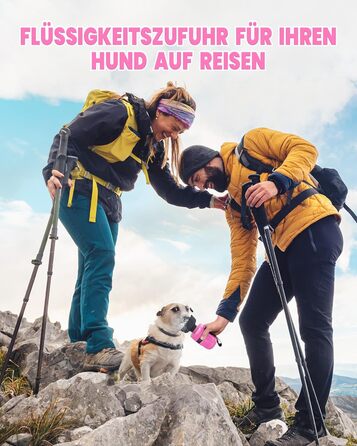 Складана пляшка для води для собак Lesotc 520мл, рожева, для прогулянок, подорожей та кемпінгу