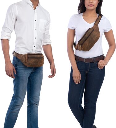 STILORD 'Marian' поясна сумка з натуральної шкіри вінтаж для чоловіків/жінок - бананка/грудна сумка для телефону, косметики, камери, подорожей, вечірок, концертів, фестивалів, колір коньяк, глянцева (Colorado - коричнева)