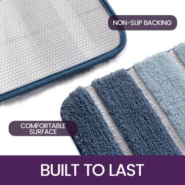 DEXI Non-Slip Bathroom Rug - Absorbent, Washable Bath Mat - 60 x 110 cm - Blue