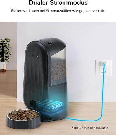 Автоматичний годівник для котів FUKUMARU 4L з Wi-Fi, програмуванням та акумулятором, чорний