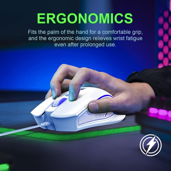 XINMENG Комплект ігрової клавіатури та миші з RGB-підсвічуванням, миспад, 3600 DPI, серія Panda, для PS4/Windows/PC/Mac/Laptop (Білий)