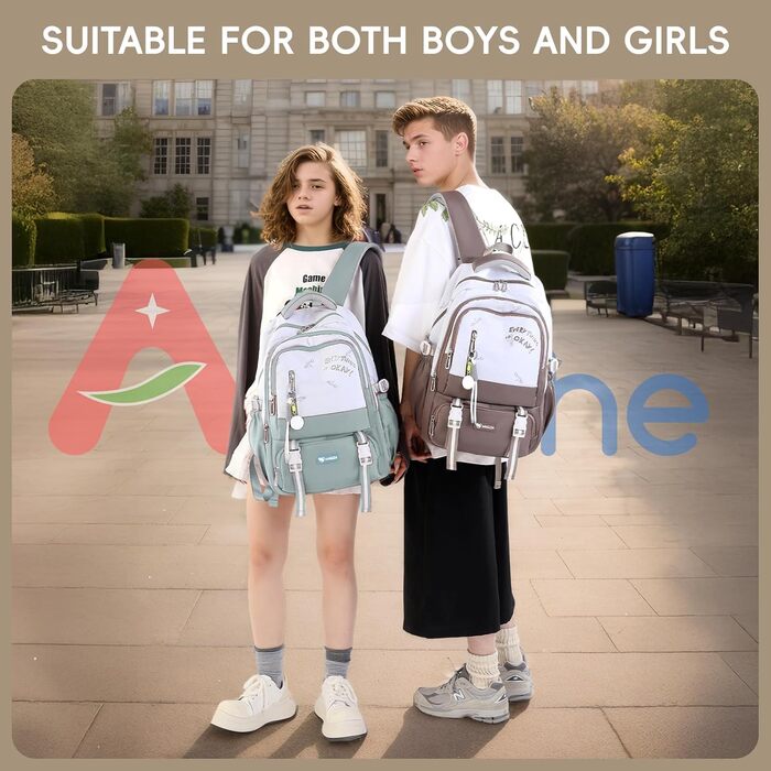 Шкільний рюкзак для підлітків, 36L, для дівчаток 3-9 класів, великий, стильний, для ноутбука 16 дюймів, підходить для валізи (колір: коричневий)