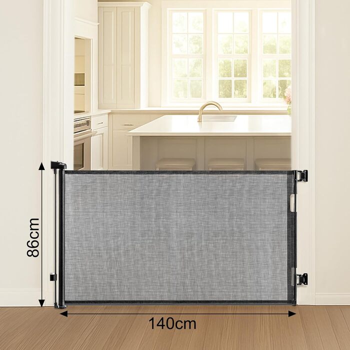 Захисне ворота на сходи для дітей та домашніх тварин, розсувні, до 55 см, 33 см заввишки, однією рукою, для дому та вулиці, білий (чорний)
