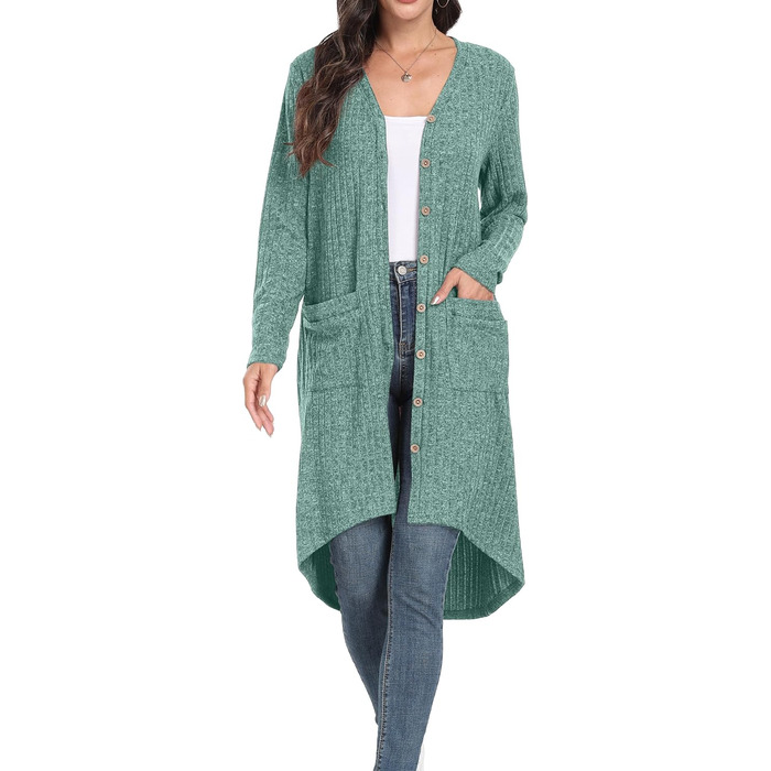 Жакети GRECEREE для жінок: кардиган з V-подібним вирізом, літній, з ґудзиками (XL, блакитний/зелений)