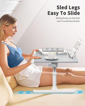 Столик для ноутбука SAIJI 60x45 см, регульована висота, з підставкою для книг, ящиком та кріпленням для планшета. Ідеально для роботи, читання та сніданку.