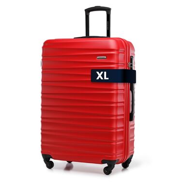 Валіза на колесах WITTCHEN Groove Line L (червона) з ABS-пластику, велика, для авіаперельотів (Lufthansa/Eurowings/Ryanair), з кодовим замком та 4 спіннерами