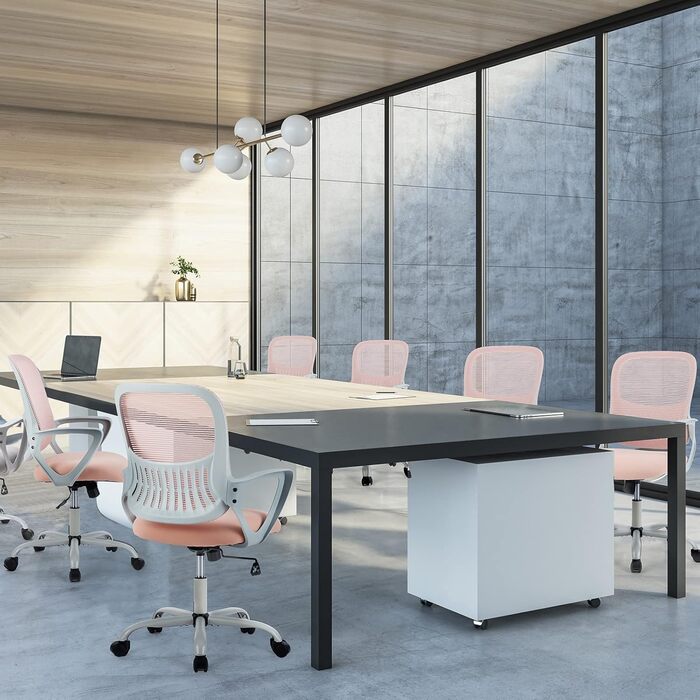 Ергономічне крісло Sweetcrispy для офісу та дому, з підтримкою попереку, регулюванням висоти та підлокітниками (рожевий)