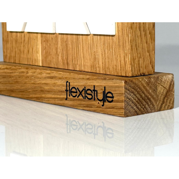 FLEXISTYLE Modern Stand Clock Small Made of Oak Wood Living Room Bathroom, Schwarz/Oak, Black (Style 8)