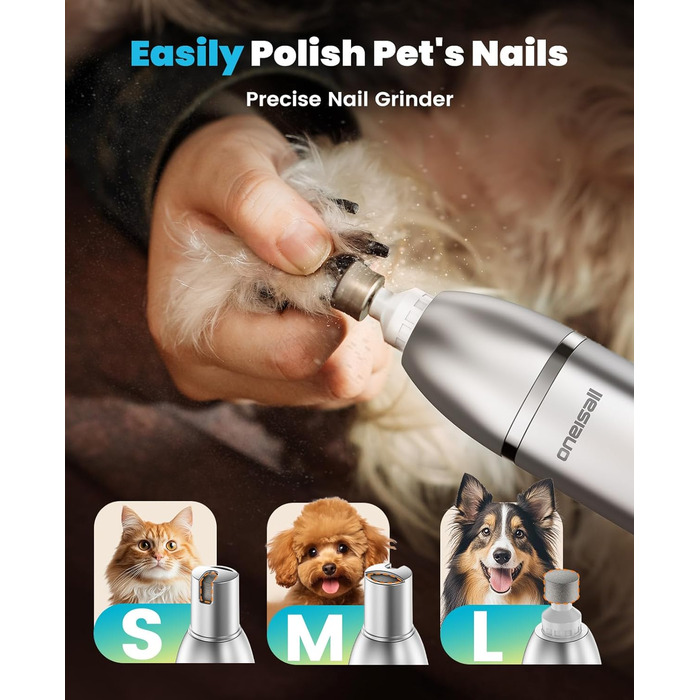 Набір для догляду за собаками Oneisall 4-в-1: тример, шліфувальник нігтів, тиха робота, бездротовий