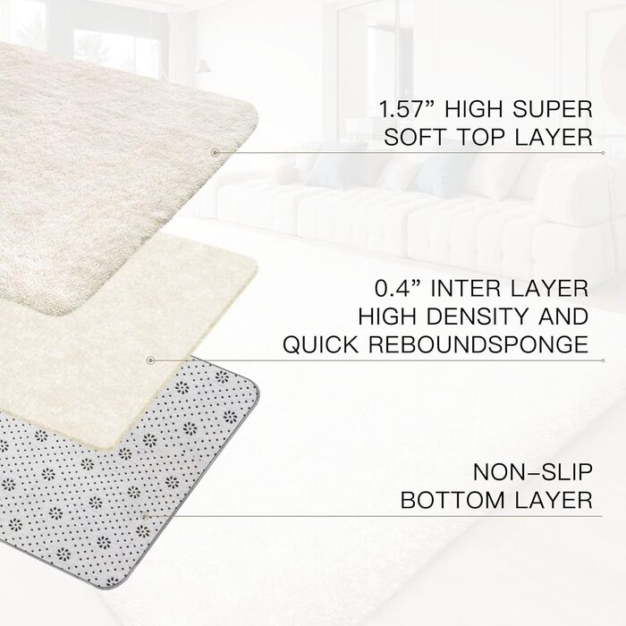 Килим Sour Lemon для вітальні, спальні, 160x230 см, з товстим ворсом, теплий, м'який, антиковзаючий, сучасний, бежевий