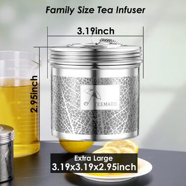 Large Tea Filter - SUS 304 Stainless Steel Tea Strainer with Extended Chains and Extra Fine Mesh Tea Egg for Infusing Herbal Tea, Spices, or Soups