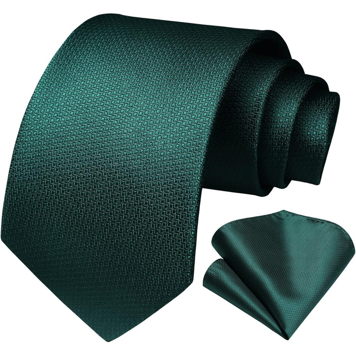 Чоловіча краватка HISDERN в клітку з нагрудною хустинкою, формальна класична краватка для весілля, темно-зелений колір