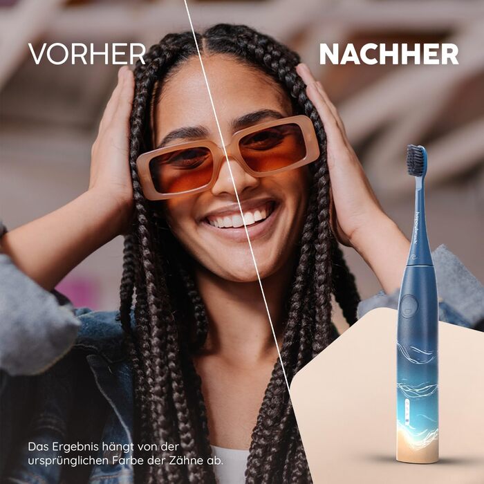 Електрична звукова зубна щітка happybrush® Eco Vibe 3 - Чорний колір - Набір з 4 насадок (Ocean) - Тестовий лідер - 100 днів тестування