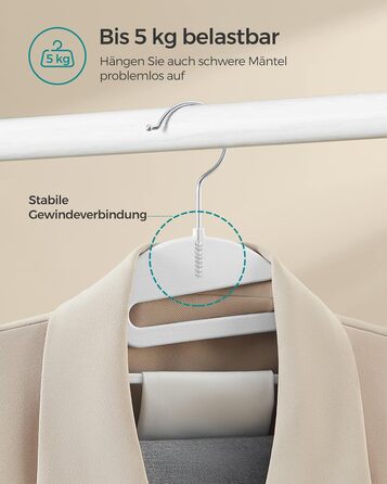 Плечики для одягу SONGMICS, 20 шт., пластикові, з поворотним гачком, 41.5 см, сірі