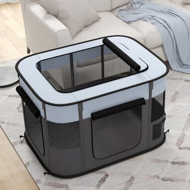 PawHut Вольєр для цуценят складаний, вольєр для собак з оксфордської тканини, дихаючий сітчастий матеріал, вольєр для собак, вольєр для котів, собак вагою до 10 кг, для використання в приміщенні та на вулиці, сірий