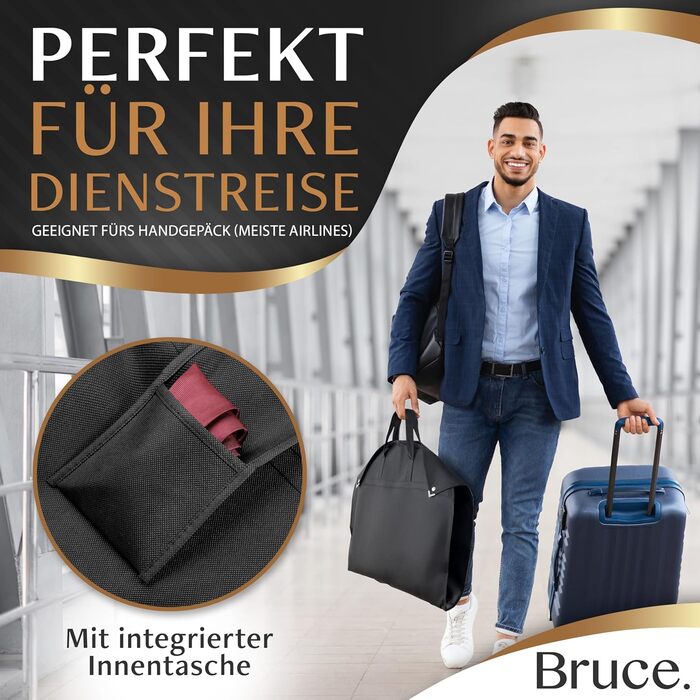 Чохли для одягу Bruce.® 2 шт. 120x60 см з мішком для взуття – високоякісні чохли для костюмів, піджаків, суконь та костюмів – щільність матеріалу 120GSM – 2 шт.