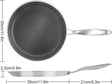 Пательня для млинців з нержавіючої сталі з антипригарним покриттям, 30 см, індукційна сумісність