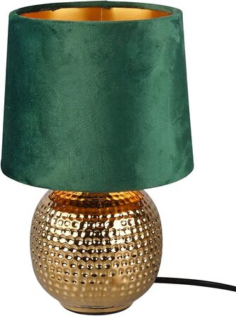 Настільна лампа Reality Leuchten Sophia, кераміка, золото, зелений абажур, E14, 16 см