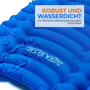 Спальні килимки та спальні мішки SereneLife – водонепроникні та міцні, для кемпінгу, трекінгу та відпочинку на природі (блакитний)