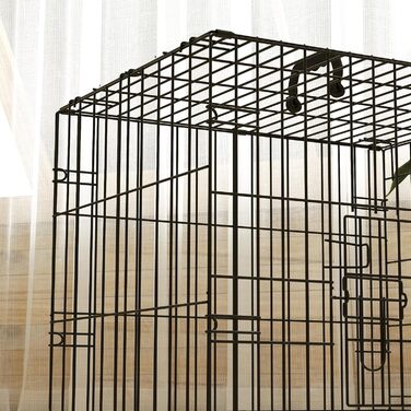 Клітка для собак PawHut, складана, металева, з двома дверцятами та лотком, для маленьких собак, 60x40x50 см, чорна