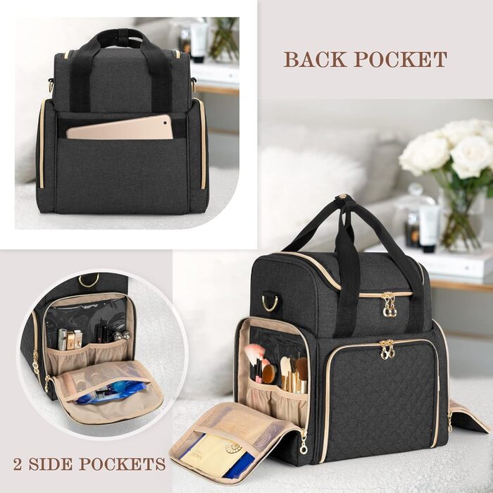 Органайзер для косметики Luxja: жіноча косметичка для макіяжу, подорожей (чорний)