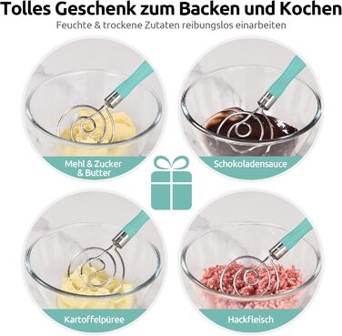 Міксер для тіста U-Taste: ручний віскер з нержавіючої сталі 18/8, 32 см, Aqua Sky