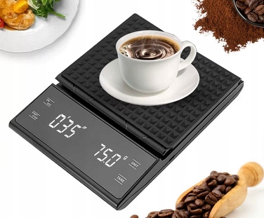 Прецизійні кухонні ваги 3000г / 0,1г з таймером для заварювання кави