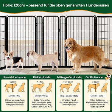 Вольєр для цуценят Yaheetech, 120 см, 16 частин, автоматичне замикання, чорний, для квартири та саду